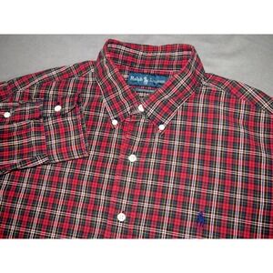 Men's Polo Ralph Lauren Custom Slim Fit Long Sleeved Plaid Button Up Shirt Large